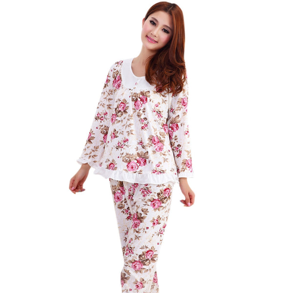 Long Sleeved Floral Ladies Pajama