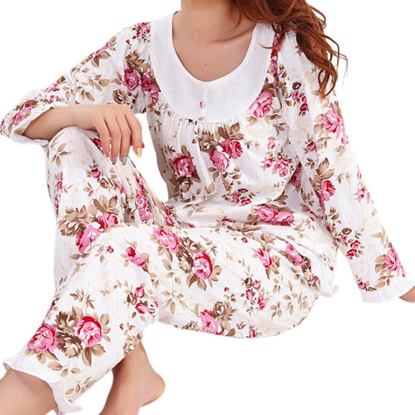 Long Sleeved Floral Ladies Pajama