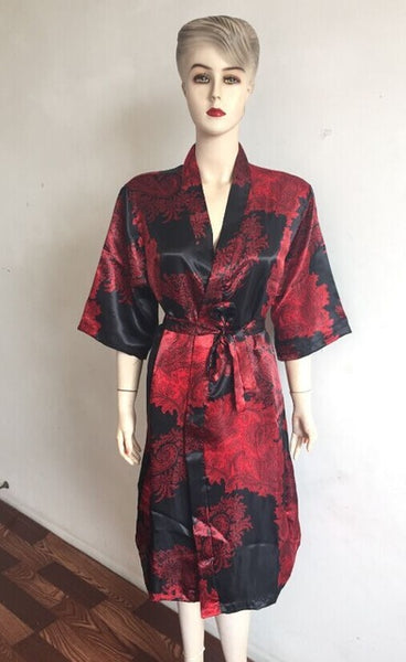 Floral Silk Satin Robe