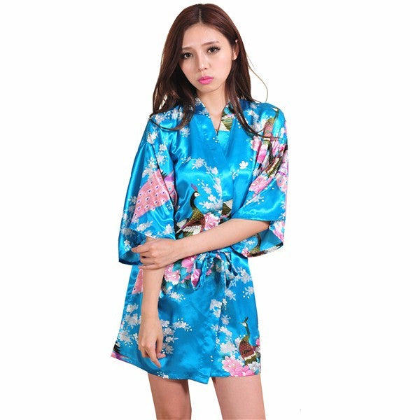 Floral Silk Satin Robe