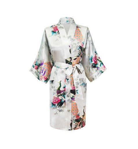 Floral Silk Satin Robe